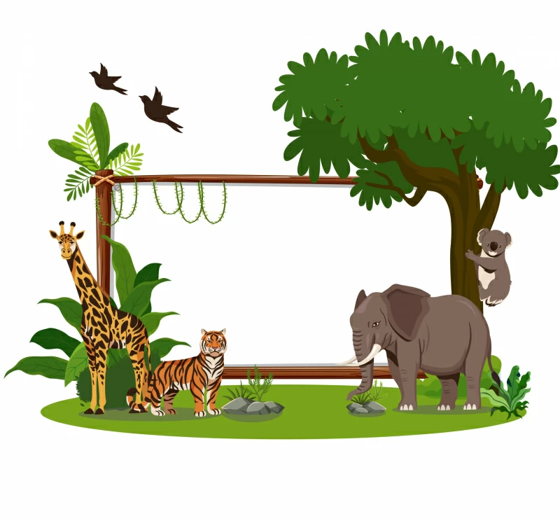 wildlife border template cartoon wild scene sketch 6922374