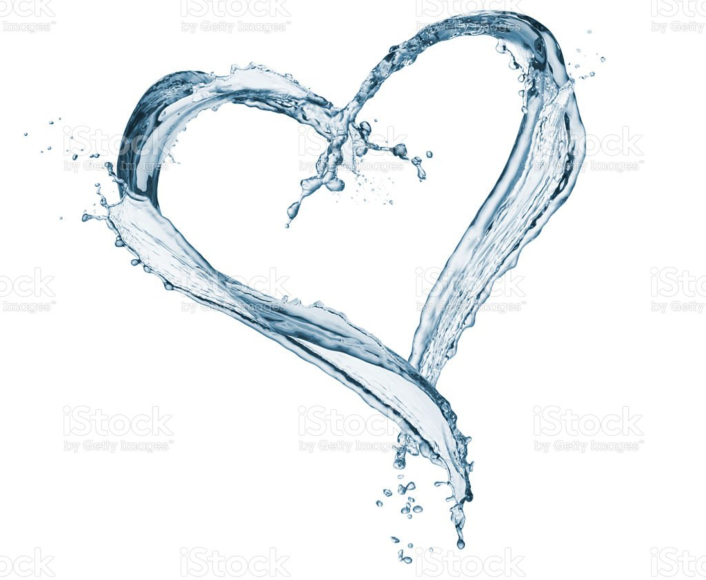 splash water heart shaped, isolated on white