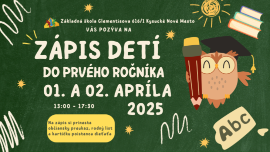 Zápis prvákov do 1. ročníka 